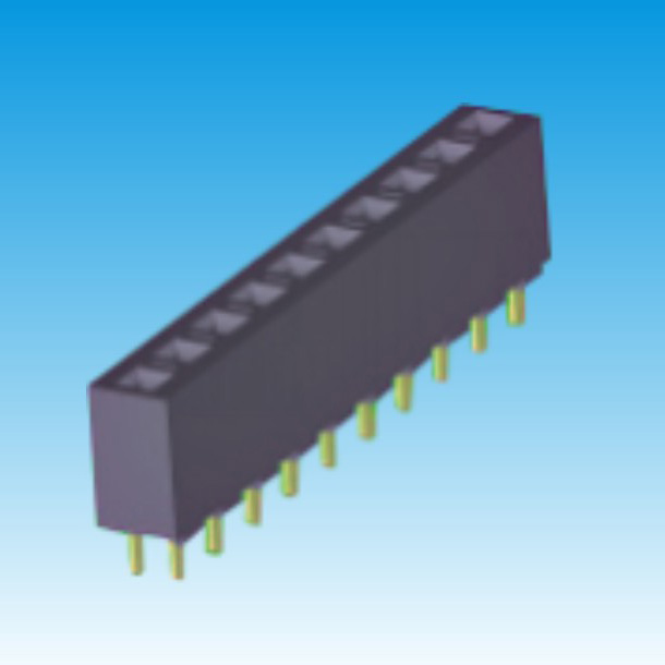 3.96 Mm Pitch Female Header Connector , Tin Straight Single Pin Header