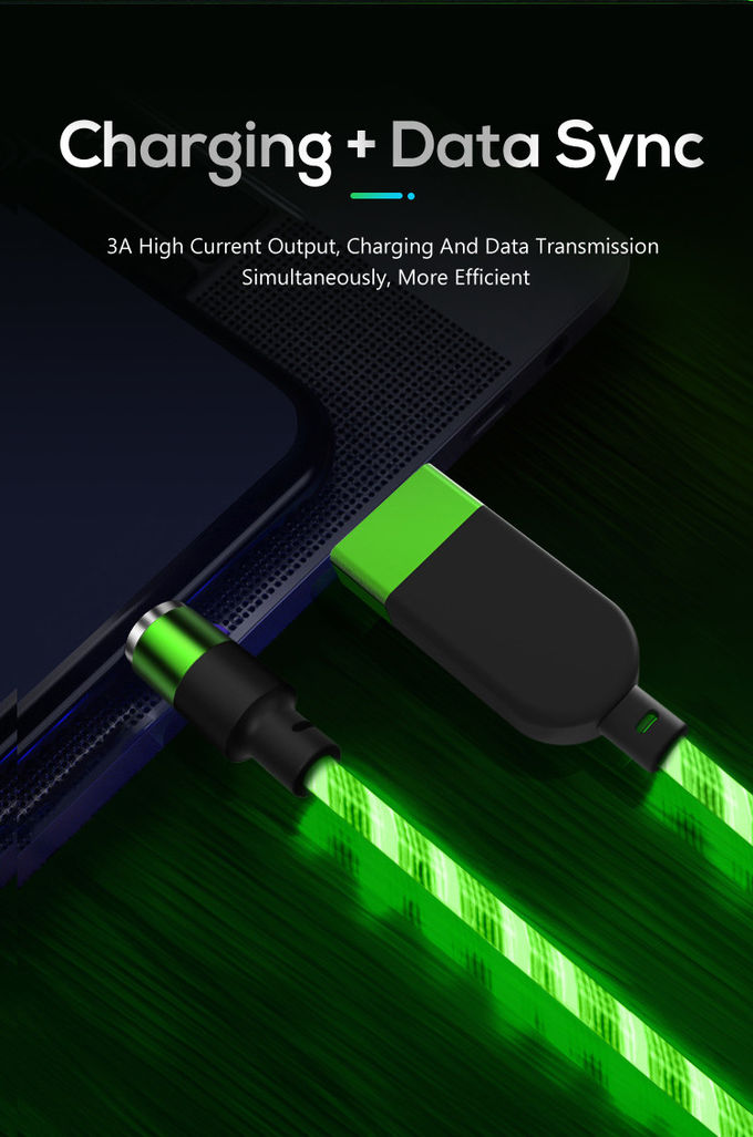 LED Flowing 5V 3A 9V Usb Type C Magnetic Charging Cable