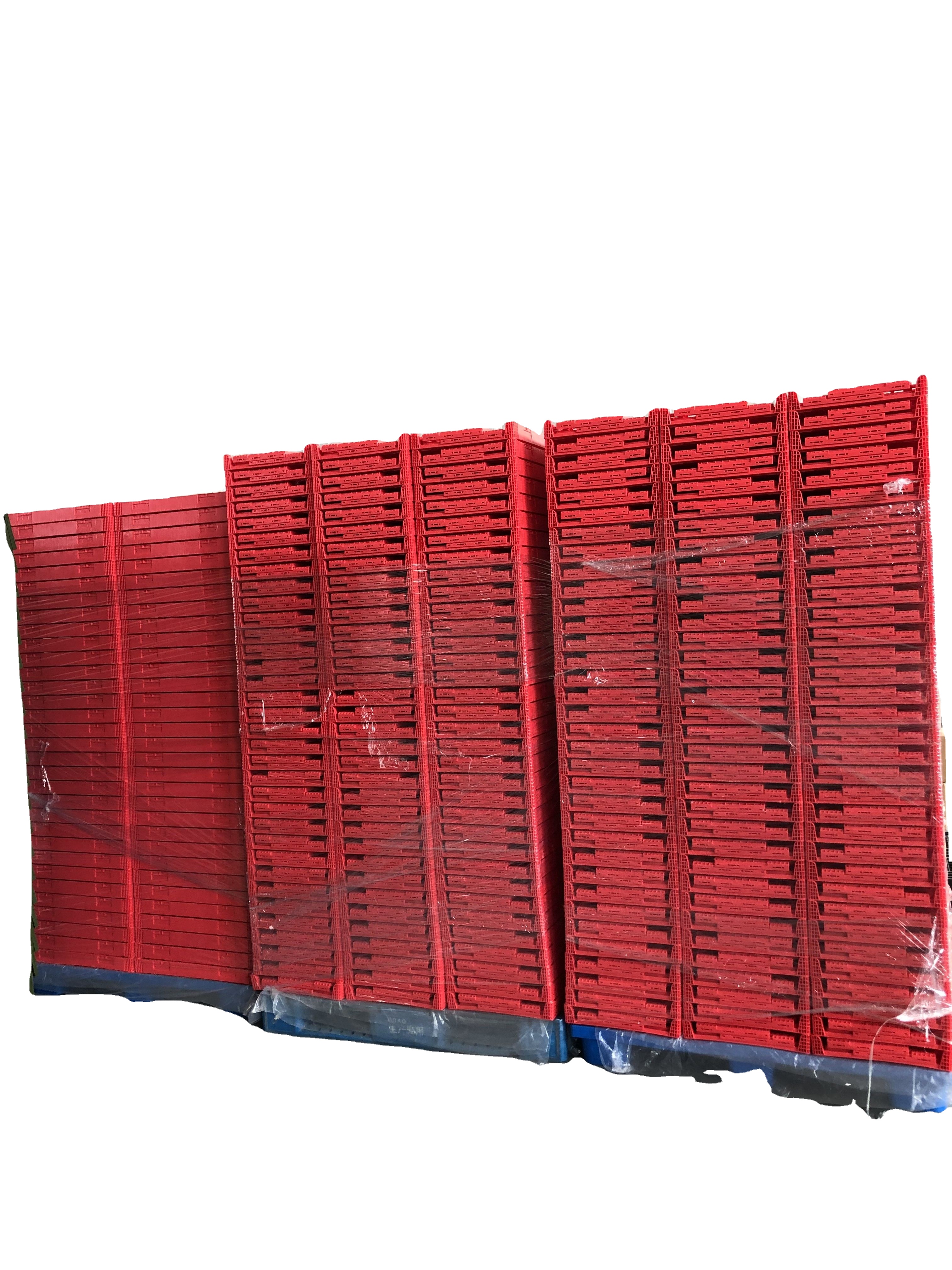 Moving Mesh Fruit Crate Plastic Turnover Basket with Customized Color and Foldable Design