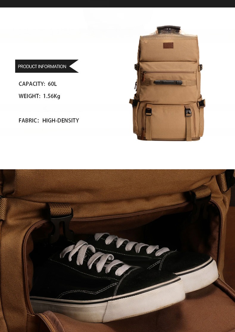 Outdoor Hiking Backpack with Large Capacity and 600D Polyester Softback Material