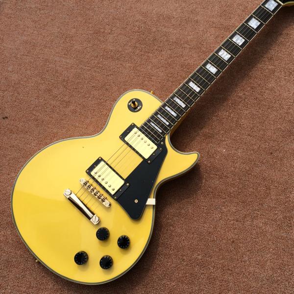 Custom LP electric guitar, Ebony fingerboard egg yellow gold hardware electric