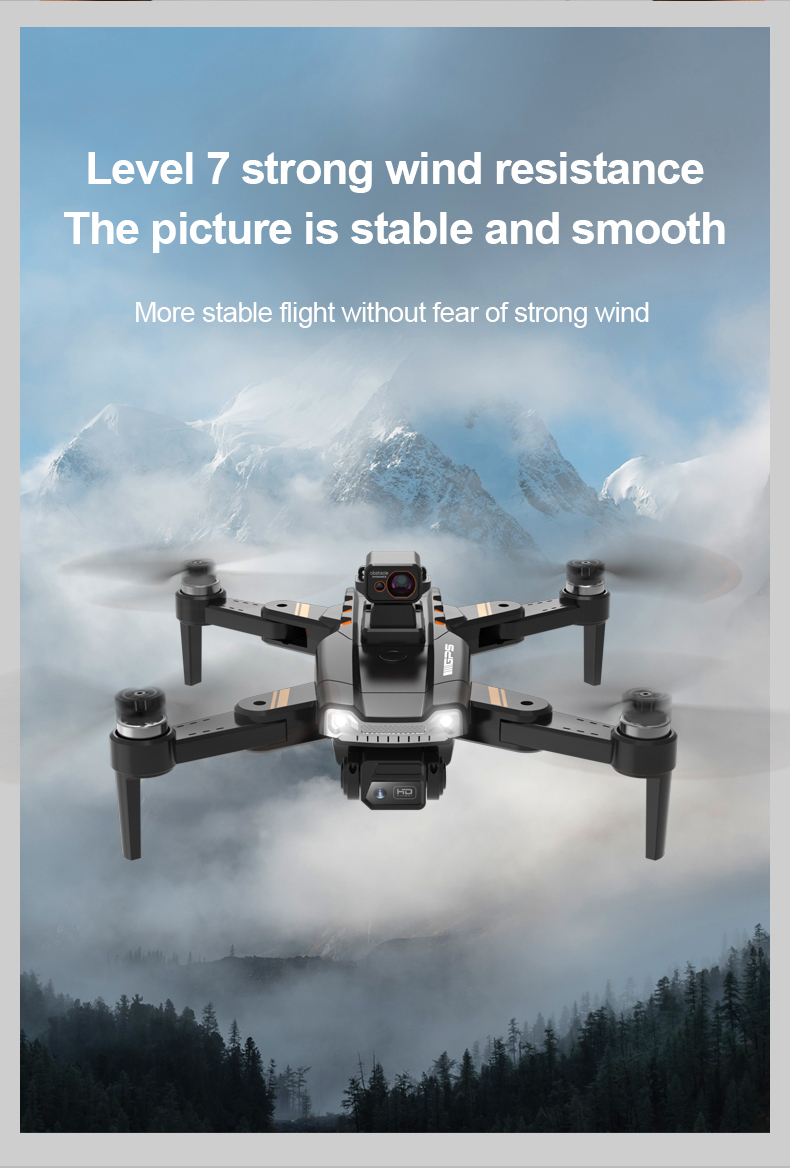 HD Camera and HD Aerial Photography Quadcopter Remote Control S1 Brushless Laser Obstacle Avoidance Drone Black Orange