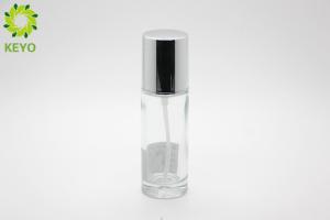 Quality Straight Shoulder Empty Foundation Bottle With Pump 40ml Clear Glass Made wholesale
