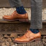 Retro Vintage Mens Leather Dress Shoes Brown Oxfords Zip Lace Up Brogue Shoes