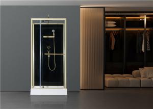Quality Fashion Pivot Door， Corner Shower Stalls , Square Shower Cabin with white acrylic tray，gold alumimium wholesale