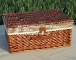wicker storage basket with cover mat