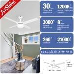 Power Source Electric 48 Inch Iron Blades Stainless Steel Ceiling Fan with LED