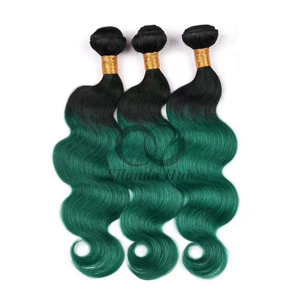 #T1B/Green Body Wave Remy Human Hair Bundles Sew In Weave Bundles Brazilian Bundle Deals