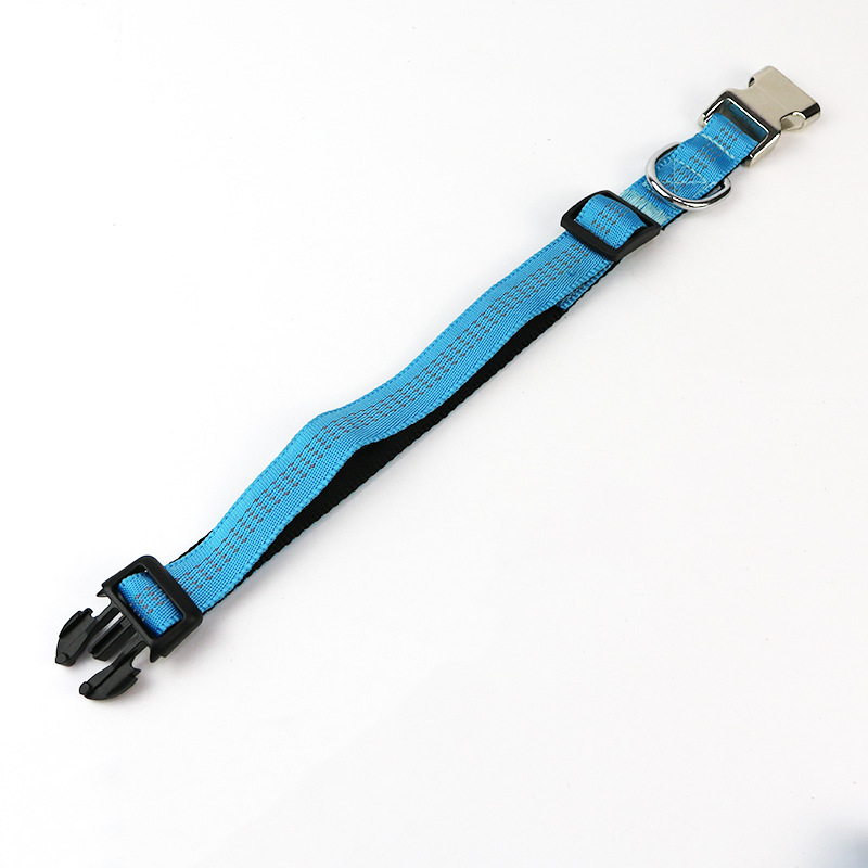 Dog Collar Soft Reflective Adjustable Nylon Custom Heavy Duty Webbing Padded Buckle Tactical
