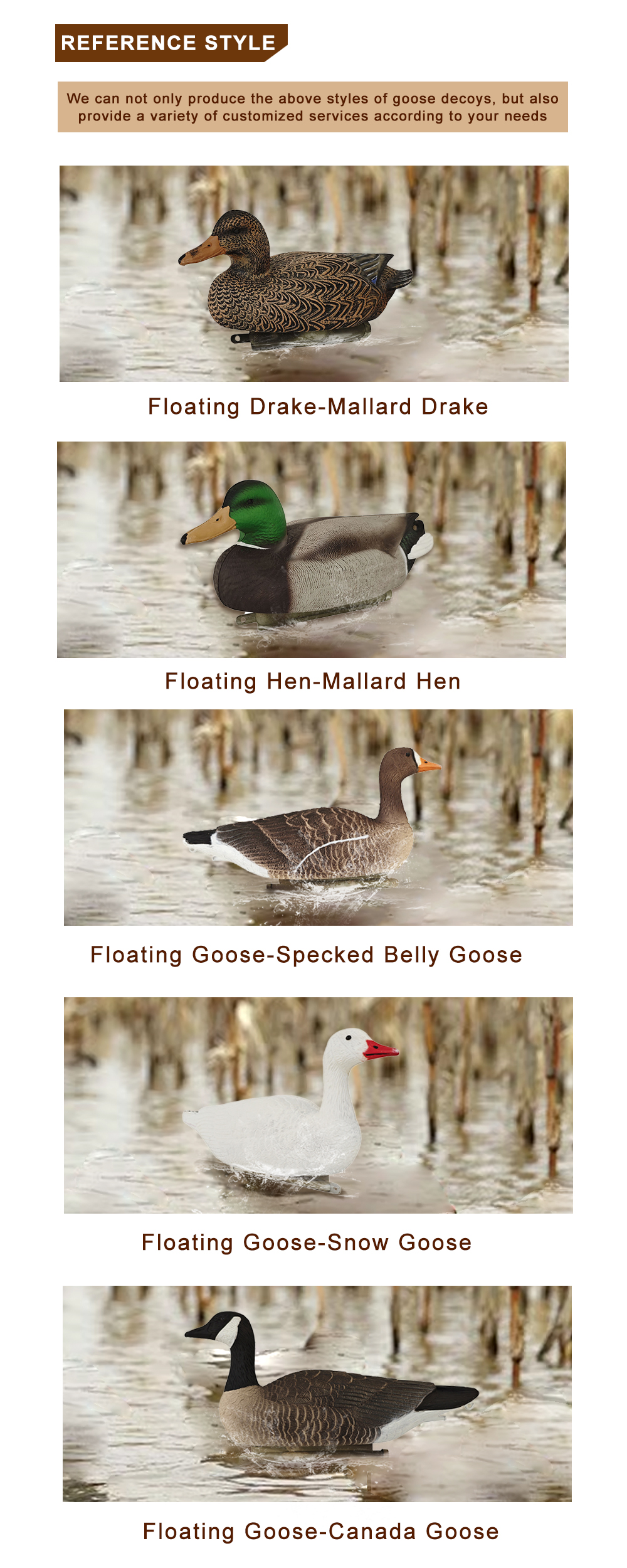 Outdoor Floating Hunting Duck Decoy Mallard Drake / Mallard Hen Decoys Real Like Size