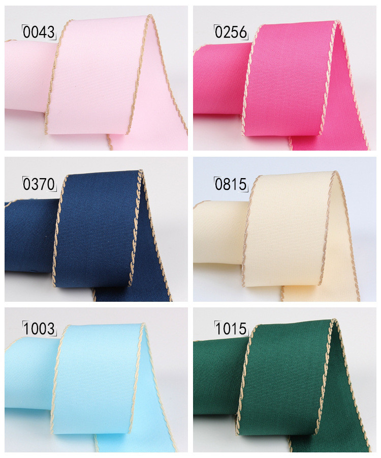 10mm-38mm Stitched Polyester Grosgrain Ribbon ISO9001 Solid Pattern