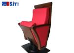 High End Wooden Auditorium Theater Seating Red Color With Single Steel Leg