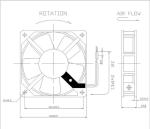 110V 220V AC Cooling Fans 120mm x 120mm x 25mm, 4.7 Inch metal frame industry