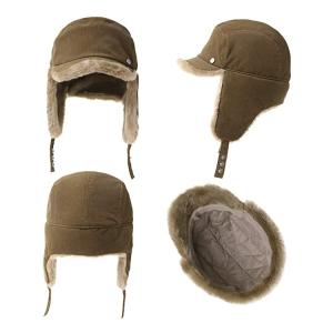 Quality Men 56cm Winter Leather Trapper Hat Warm With Fur wholesale