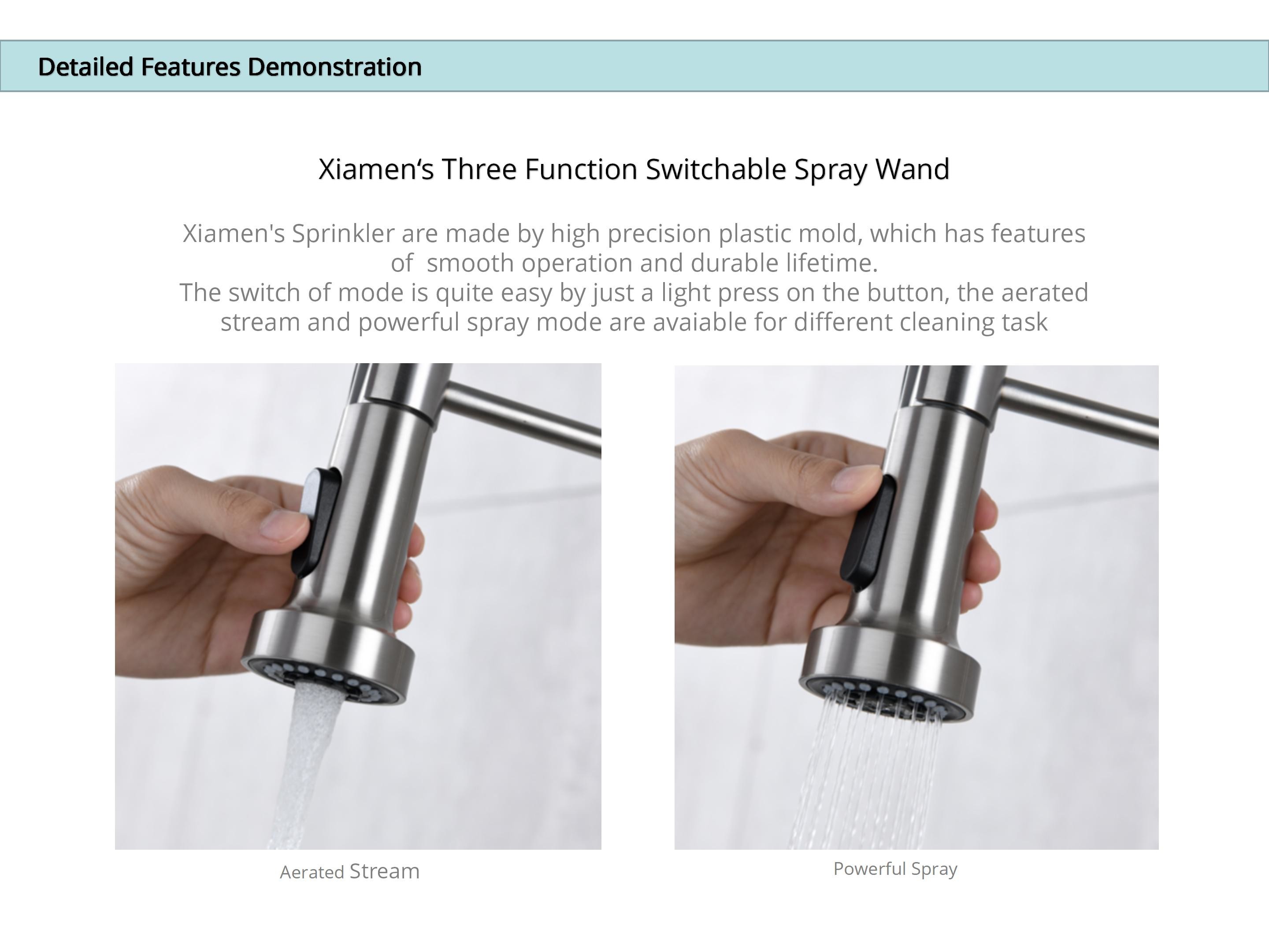 Aerated Stream Kitchen Water Faucets Exposed Coil Ceramic Cartridge 2001CMH