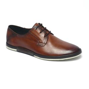 Quality Brown Lace up Brush Finishing Mens Genuine Leather Casual Shoe wholesale