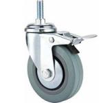 light duty 4" grey rubber caster total brake, 2.5 inch, 3 inch grey rubber
