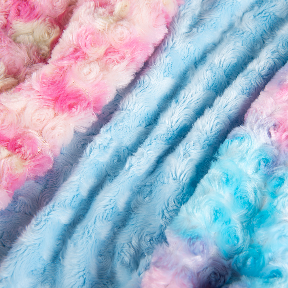 Tie Dye PV Fabric in Plush Pattern for 100% Polyester Carpet/Toy/Garment/Pet Mat
