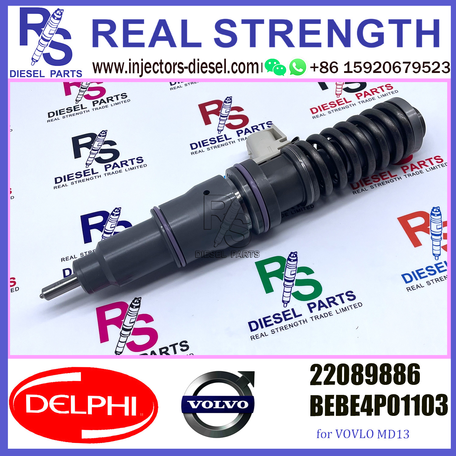 DELPHI 4 Pin MD13 V-O-L-V Truck Injector 22089886 BEBE4P01103 E3.27