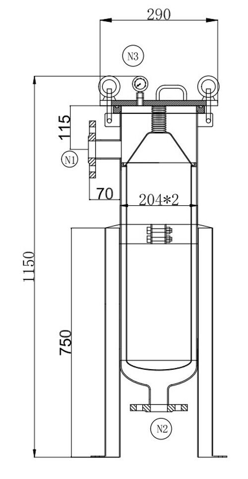 High Pressure Bag Filter Housing for Hotels 62KG Weight 304 Stainless Steel Material