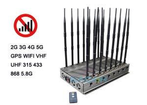 Quality 100w Powerful 5G Signal Jammer Blocker WiFi 2.4G 5.2G 5.8G 2G 3G 4G Range 80m wholesale