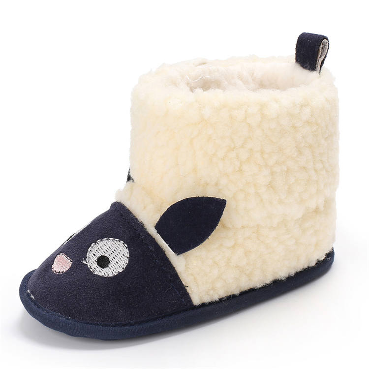 2019 winter Cute Velvet plush Cartoon animation 0-18 months baby Soft sole infant booties