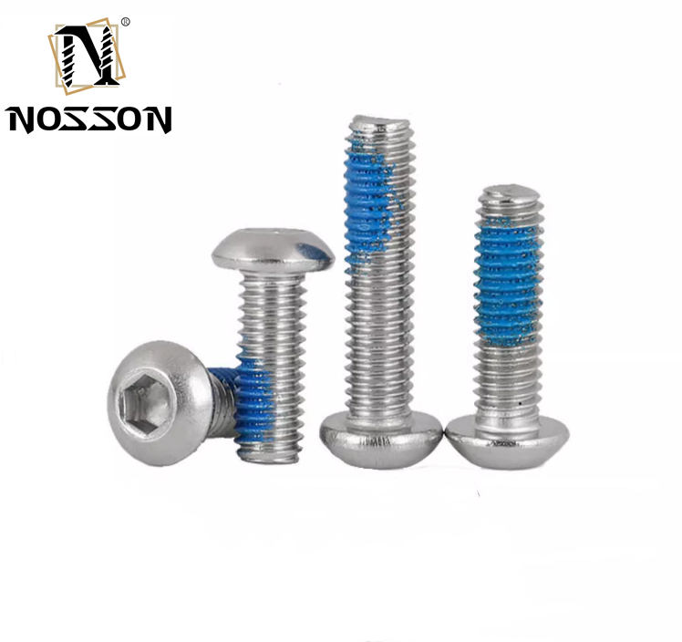 Plain Finish Metric Stainless Steel Thread-Locking Button Head Hex Drive Screws with GB Standard and ISO Certification