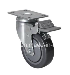 Quality PU Wheel 4&quot; 130kg Plate Brake Ball Bearing Caster for Edl Medium Z5724-77 wholesale