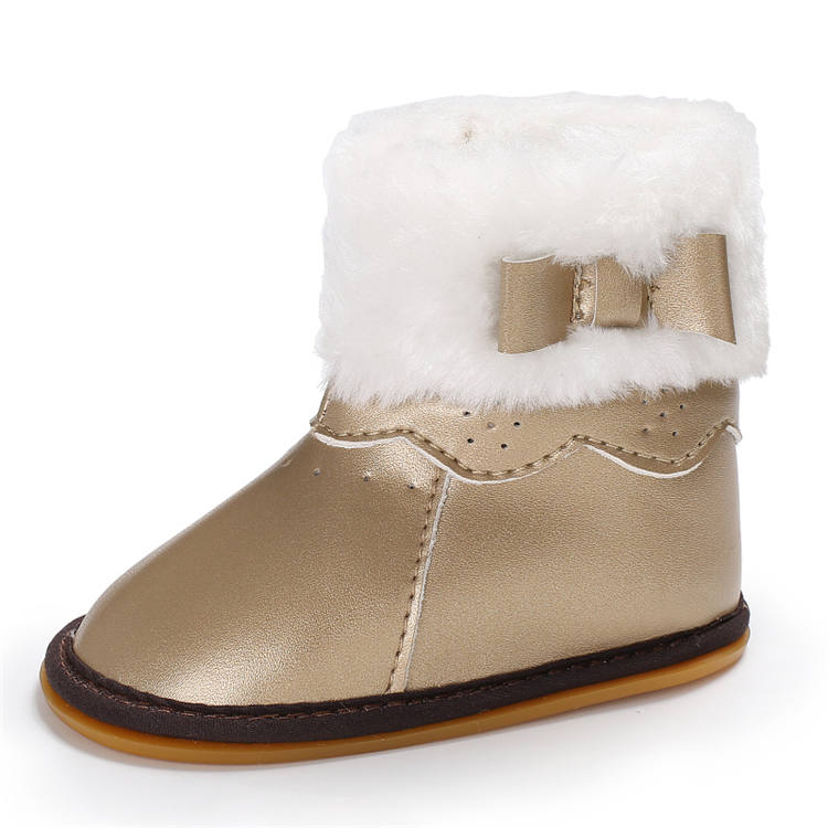 New arrived PU Leather upper Warm plush 0-2 years prewalker crib shoes baby booties
