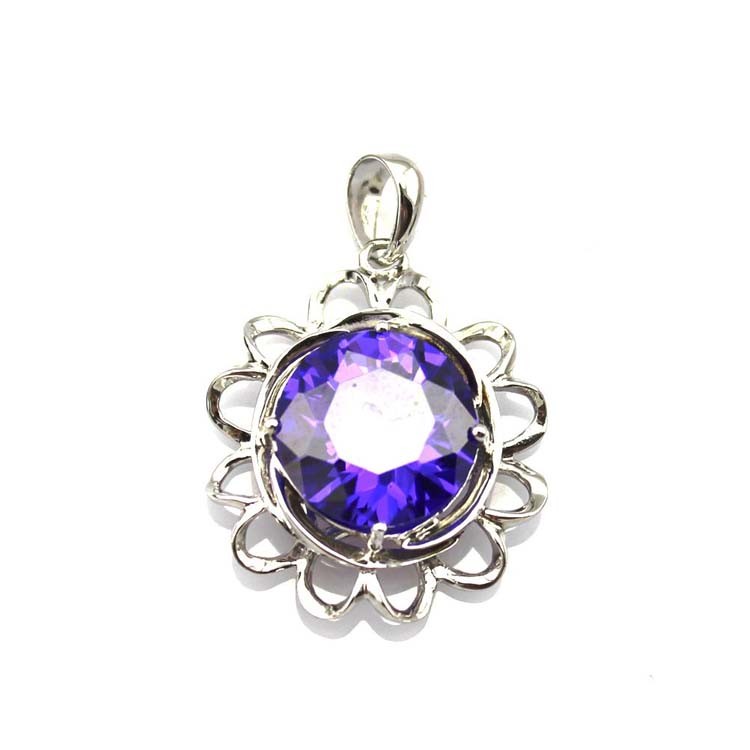 Sterling Silver Garnet Cubic Zirconia Pendant with 925 Silver Chain Necklace (PSJ01900)