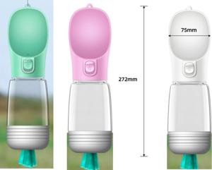 Quality Outdoors Portable Pet Dogs Travel Water Bottle 350ml OEM With B Poop Bags Dispenser wholesale