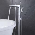 Modern Brass Chrome Bathtub Faucet Floor Mount Acrylic Clawfoot Tub