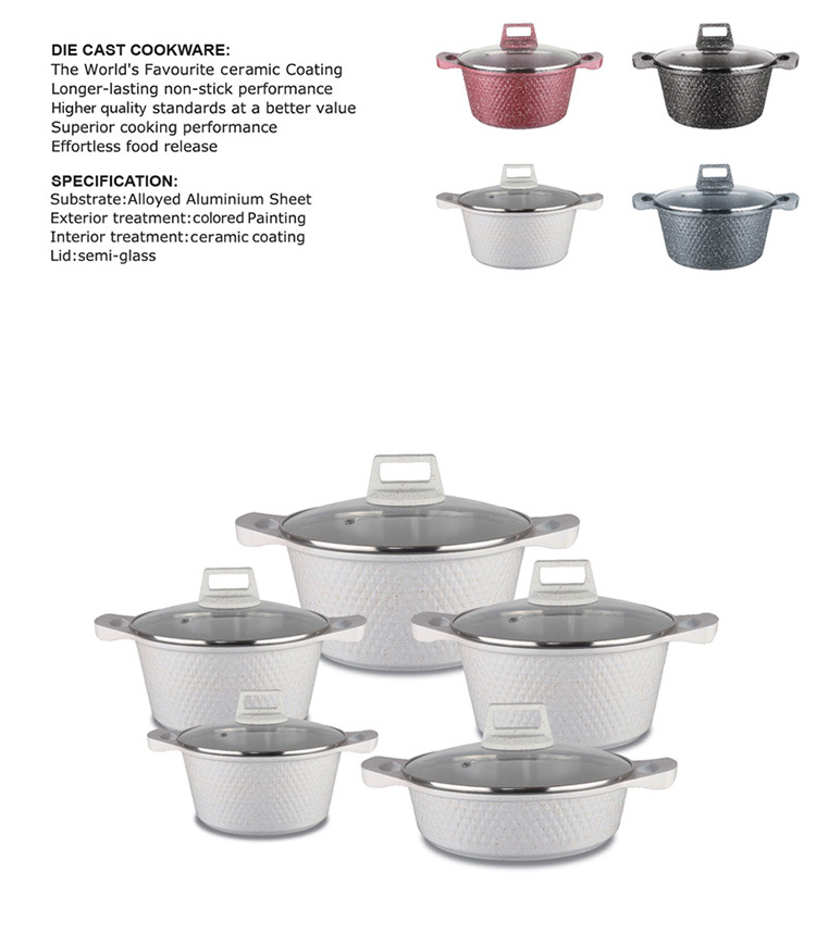 Multifunction 10pcs Black / White Cooking Pot Set Aluminum Non Stick