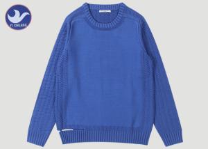 Quality Upper Welt Slit Mens Wool Cable Knit Jumper , Winter Mens Blue Cable Knit Sweater wholesale