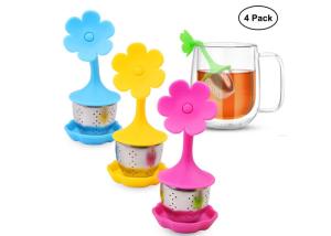 Quality LFGB/FDA Stainless Steel Tea Infuser With Silicone Sun Flower Shape Single Cup Tea Infuser wholesale
