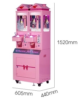 Pink Toy Crane Machine , Romantic Full House Luxury Boutique Mini Toy Catching Machine