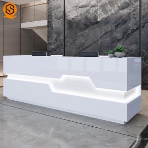 Quality LED Light White Salon Reception Desk With Solid Surface Material wholesale
