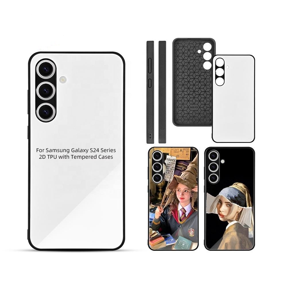 Tempered Glass 2D Sublimation Phone Case for SamSung S24 Plus Ultra Plain Design Style