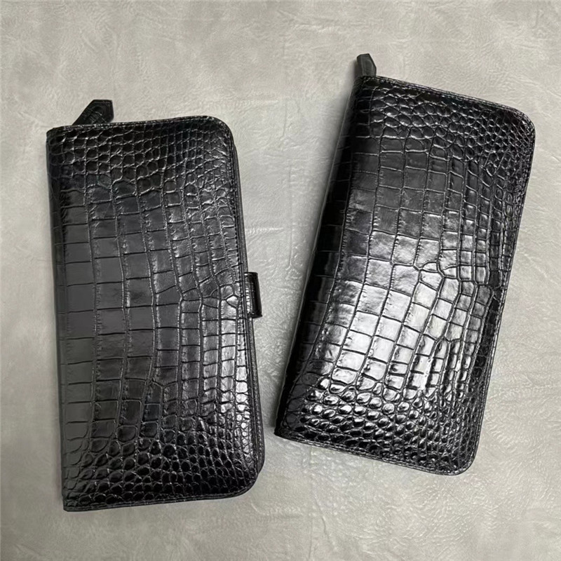 Authentic Exotic Crocodile Belly Skin Men's Large Card Wallet Genuine Alligator Leather Clutch Purse Male Phone Holders