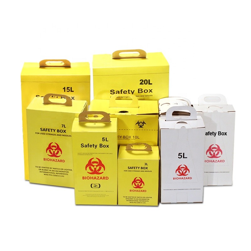 20L Custom printing large capacity corrugated Medical Sharps Box for needles