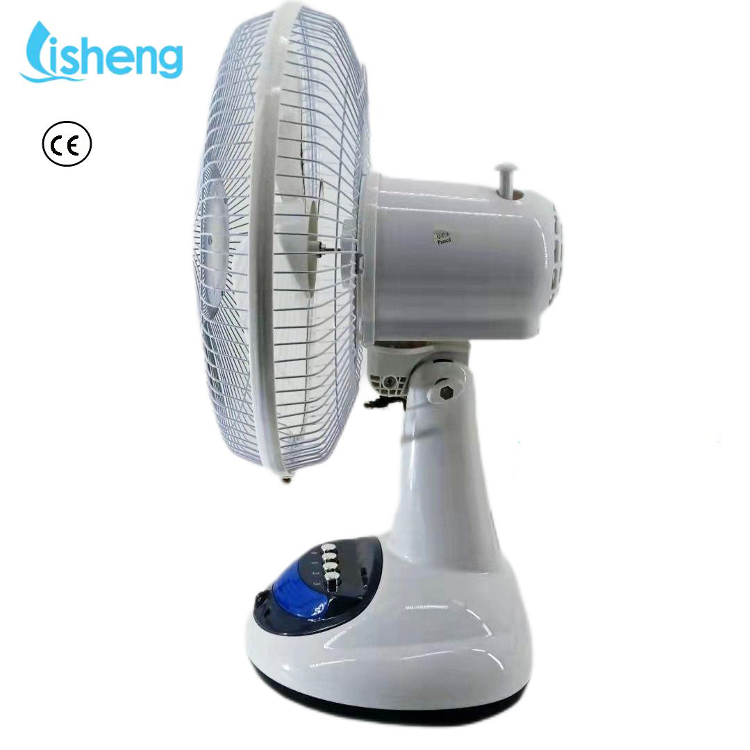 Hot sale good price solar 12 inch rechargeable table fans with LED light