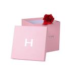 Square Pink Flower Packing Chipboard Gift Boxes With Logo Silver Foiled