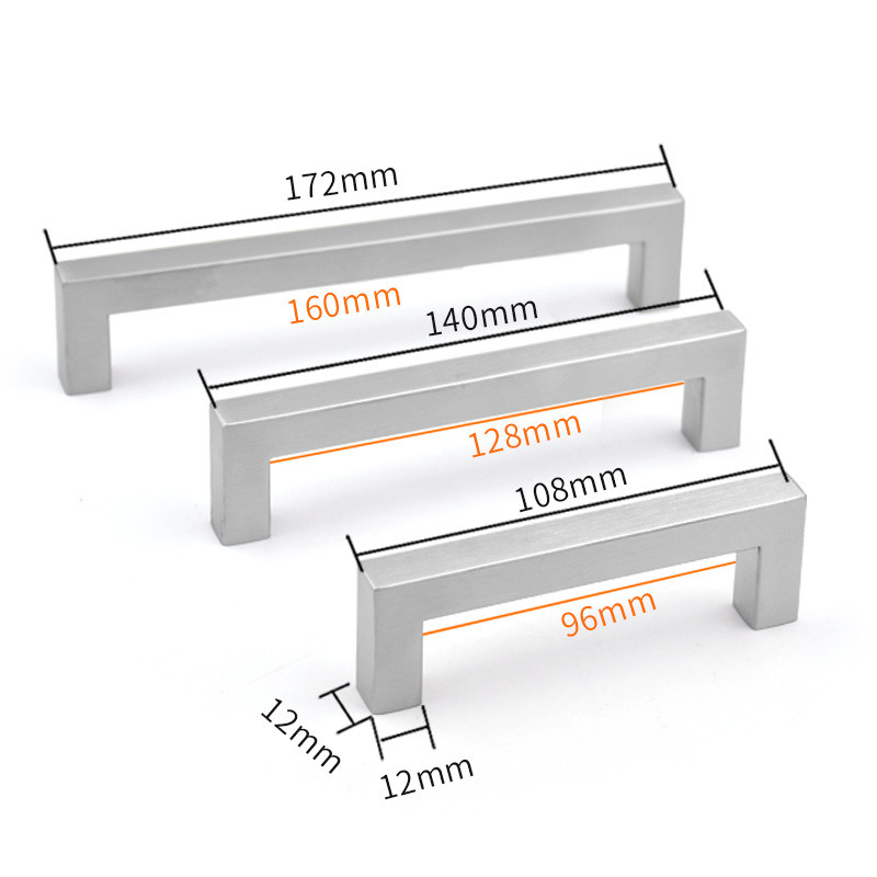 Modern 192mm Simple Brushed Aluminium Chrome Silver Furniture Handle