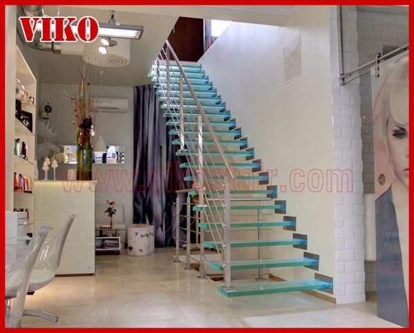 Steel Cable Stair VK66SC TreadTempered glasAluminum Baluster Glass Handrail 304