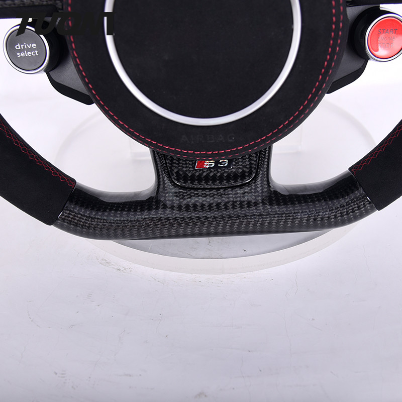 Genuine Carbon Fiber Alcantara Leather Audi Steering Wheel With Knobs