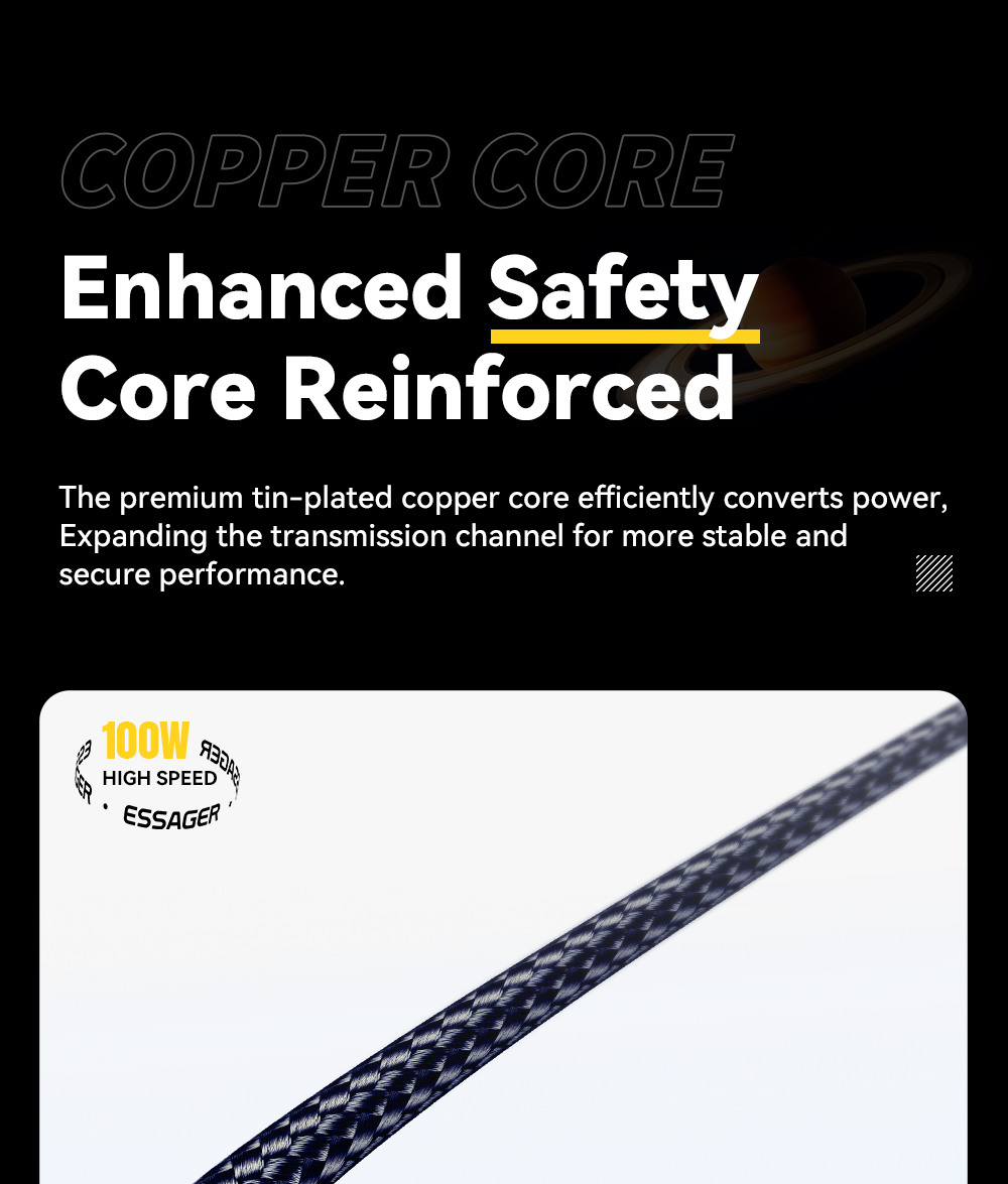 ESSAGER ES-X61 Series C-C 100W Charging Cable USB C Cable