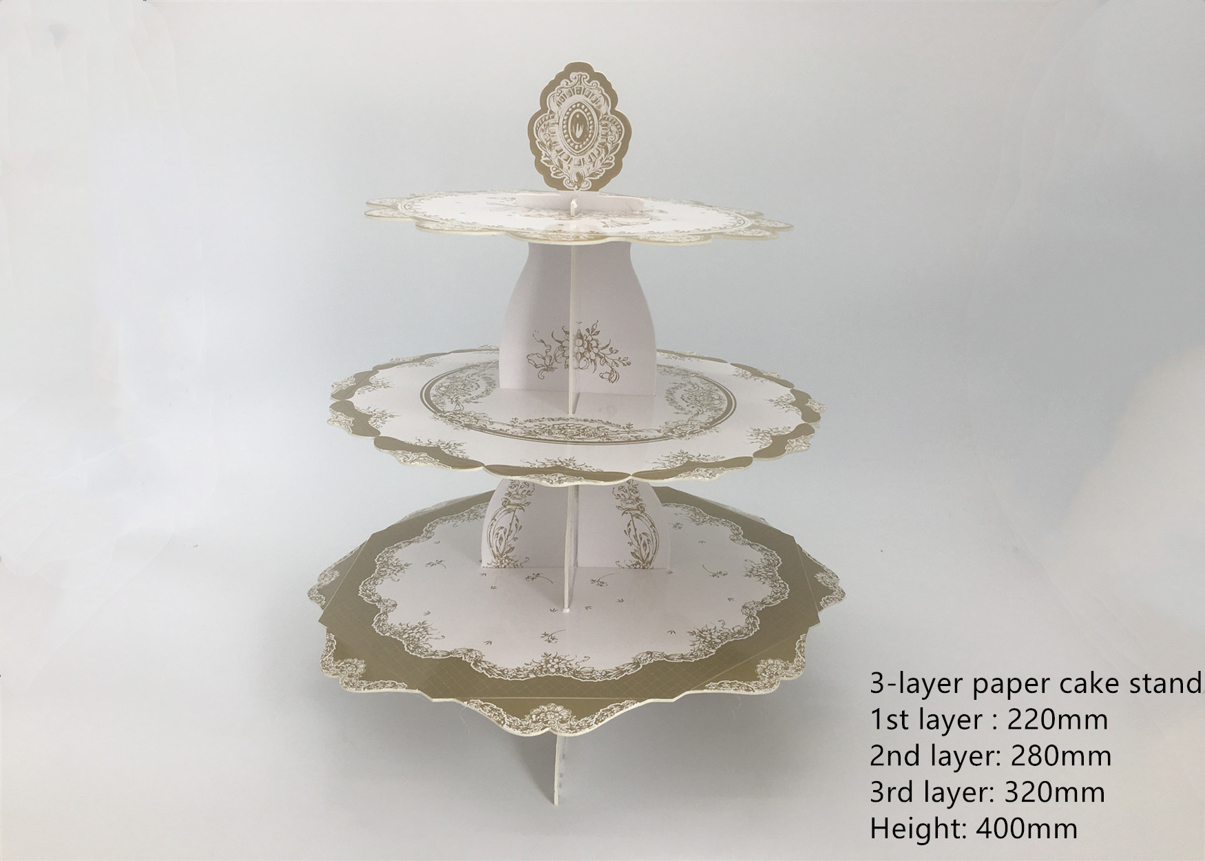 Party DIY Round Display Stand / Foldable Three - Layer Paper Cardboard Cake Stand