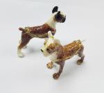 Fashion Metal Alloy Pewter Crystal Enamel Dog Trinket Jewelry Box