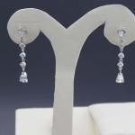 925 Sterling Silver Clear Cubic Zircon Dangle Drop Earrings (SE7002)
