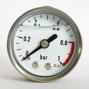 Quality 40mm 1 Bar Axial Mounting Stainless Steel Pressure Gauge Glycerin Filling wholesale